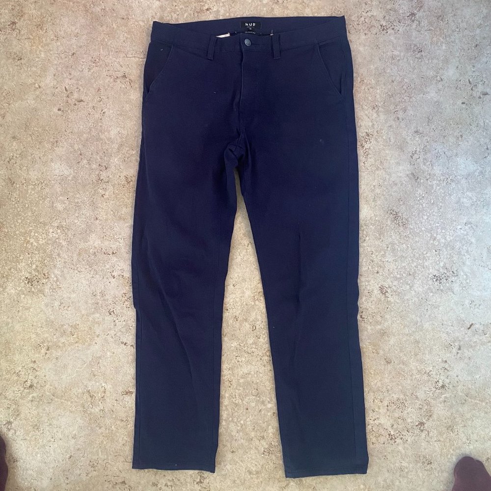 HUF Mens Navy Pants Classic Fit Size 34